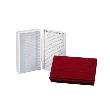 Heathrow Scientific Standard Microscope Slide Boxes, 25 Slide Cap., Red 247688R